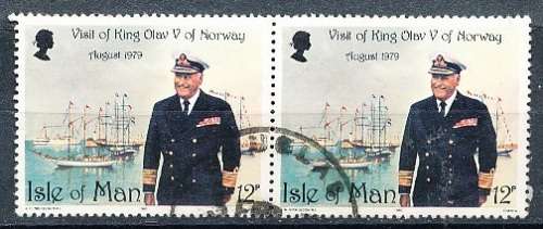 ISLE of MAN  - 1980   Visit of King Olav V of Norway   -  FINE   USED  PAIR