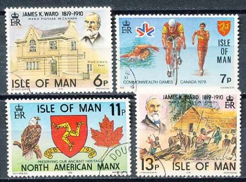 ISLE of MAN  - 1978   Manx Pioneer in Canada     SET  -  FINE  CTO  USED