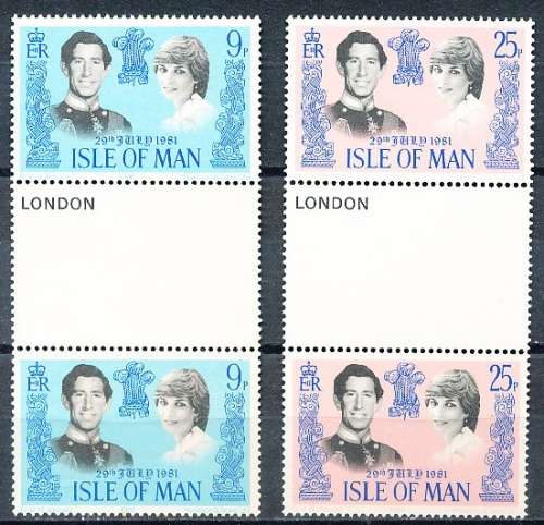 ISLE of MAN  - 1981   Royal Wedding   -   FINE    MINT  GUTTER  PAIRS