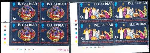 ISLE of MAN  - 1981  Christmas Stamps  - FINE MINT  BLOCKS  OF   4