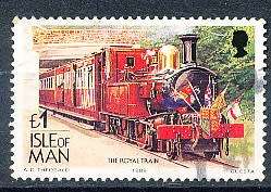 ISLE of MAN  - 1988  Old Tramcars and Trains -  1 POUND - FINE  USED