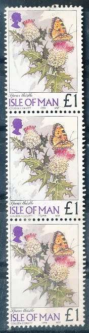 ISLE of MAN  - 1998  Flowers  1 POUND - FINE  USED STRIP OF 3