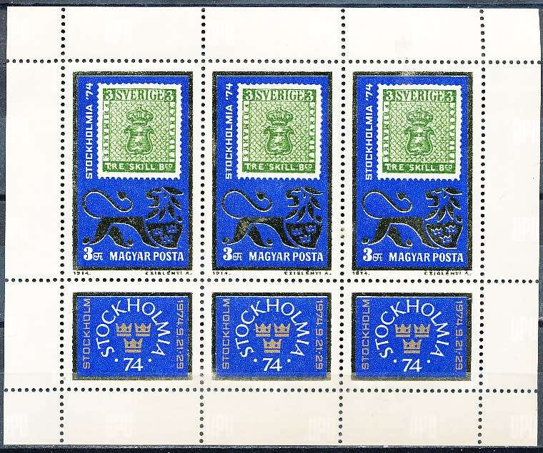 HUNGARY  1974  -   Philatelic Exhibition STOCKHOLMIA 74   MINI-SHEET  -   FINE MINT