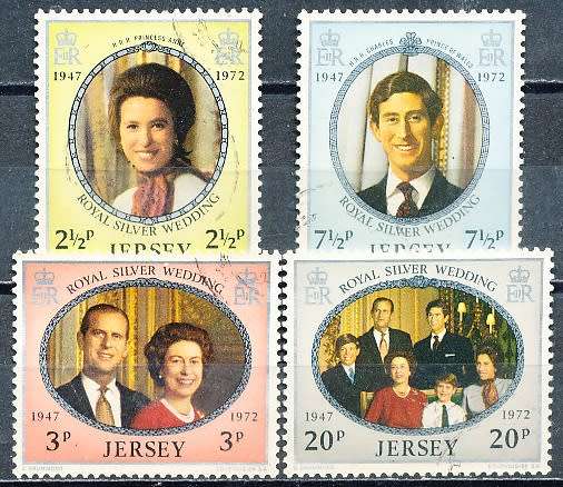 JERSEY   - 1972   Royal Silver Wedding  FULL SET  -  FINE USED