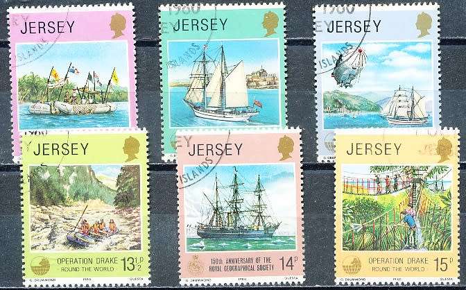 JERSEY   - 1980   Operation Drake, Round the World     FULL SET    -  FINE CTO USED