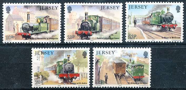 JERSEY   - 1985   Steam Locomotives   FULL SET    -  FINE  MINT