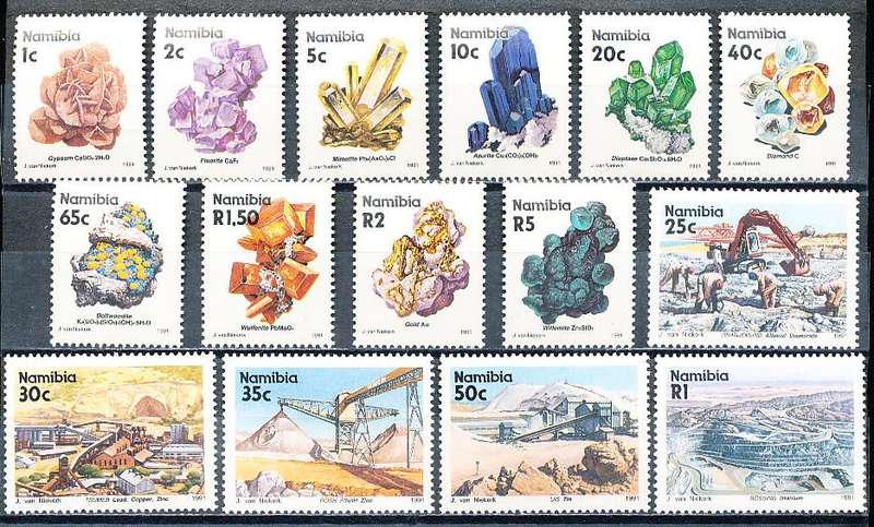 NAMIBIA   1991   -  Minerals  COMPLETE SET  -  FINE MINT