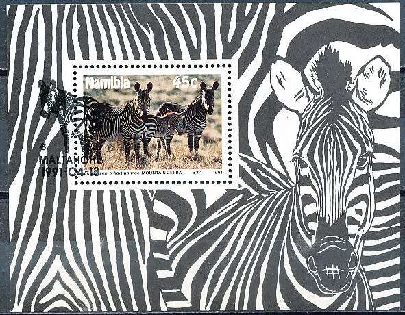 NAMIBIA   1991   -  Mountain Zebra   MINI-SHEET  -  FINE CTO USED