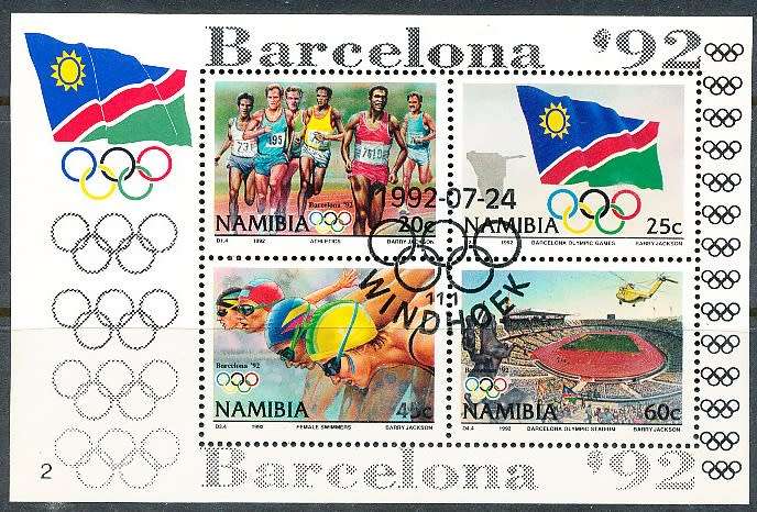 NAMIBIA   1992   -   Olympic Games - Barcelona, Spain  MINI-SHEET  -   CTO USED