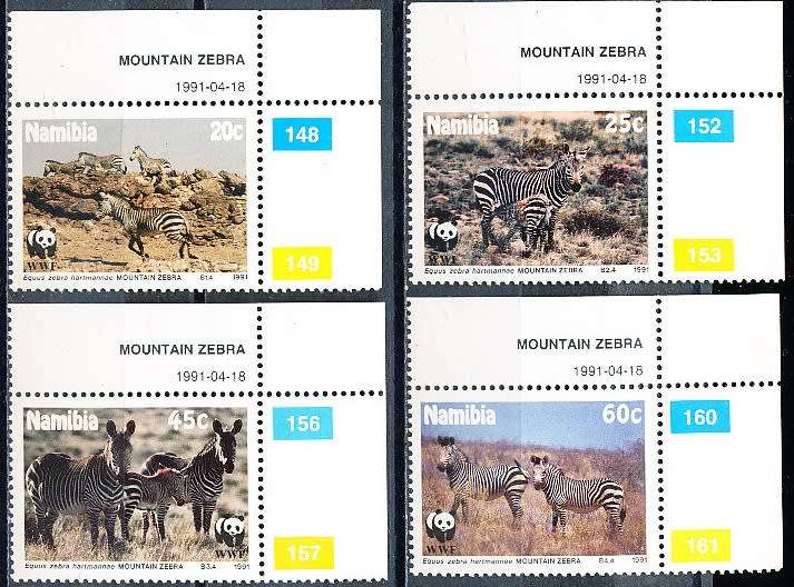 NAMIBIA   1991   -  Mountain Zebra  COMPLETE SET  -  FINE MINT
