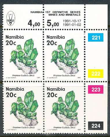 NAMIBIA   1991   -  Minerals  20c  CONTROL   17/10/91 -  FINE MINT