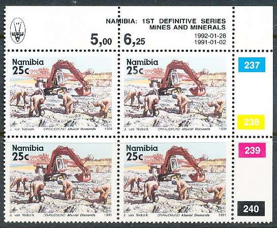 NAMIBIA   1991   -  Minerals  25c  CONTROL   28/01/92 -  FINE MINT