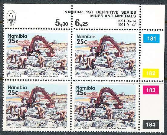 NAMIBIA   1991   -  Minerals  25c  CONTROL   14/06/91 -  FINE MINT