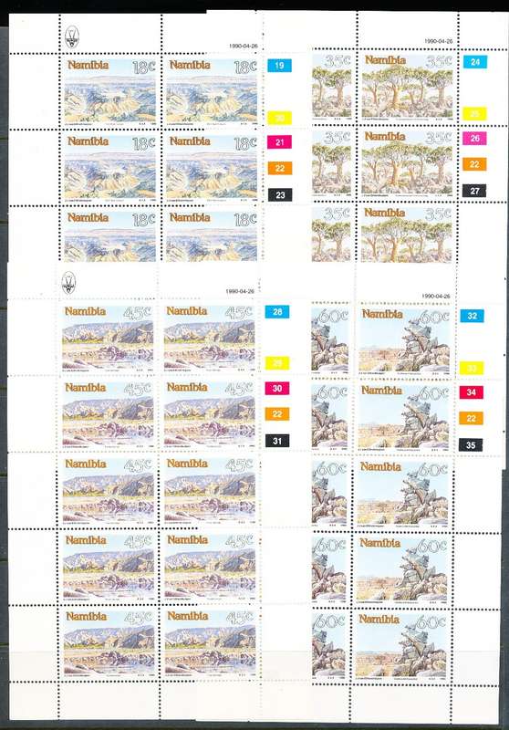NAMIBIA   1990   -  Namibia Landscapes  COMPLETE SHEETS  -  FINE MINT