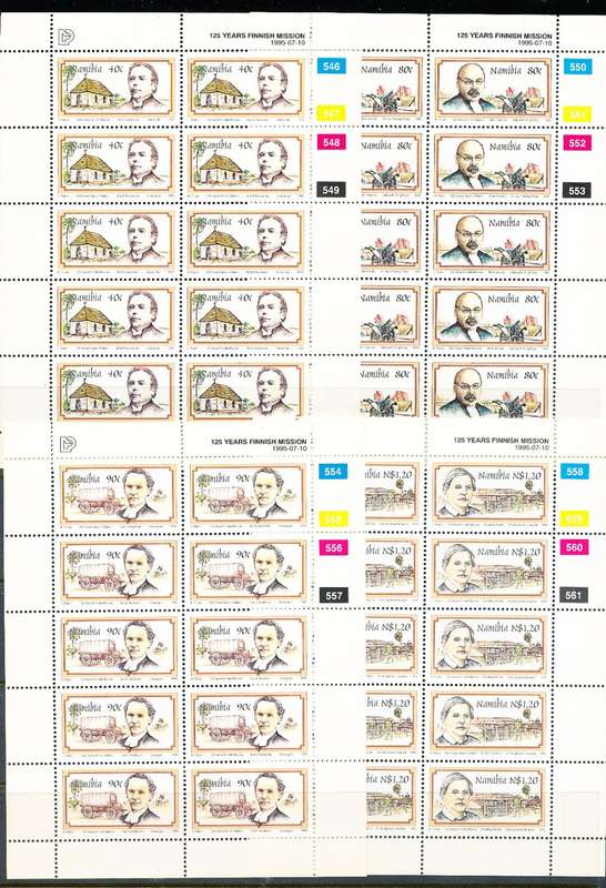 NAMIBIA   1995   -  Finnish Missionaries in Namibia  COMPLETE  SHEETS  -  FINE MINT