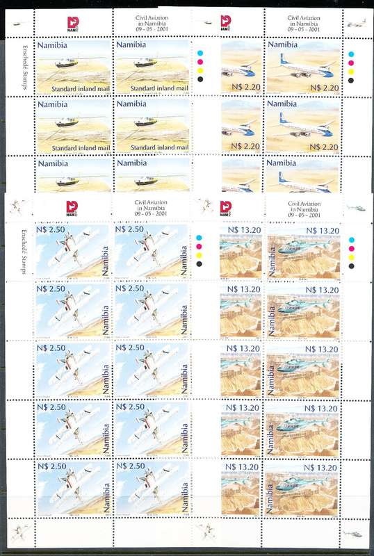 NAMIBIA   2001   -  Civil Aviation  COMPLETE  SHEETS - FINE  MINT