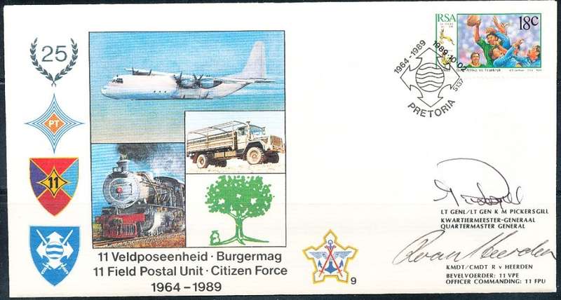 RSA  MILITARY -  SADF COVER   no 9  -  SIGNED -   FINE ITEM