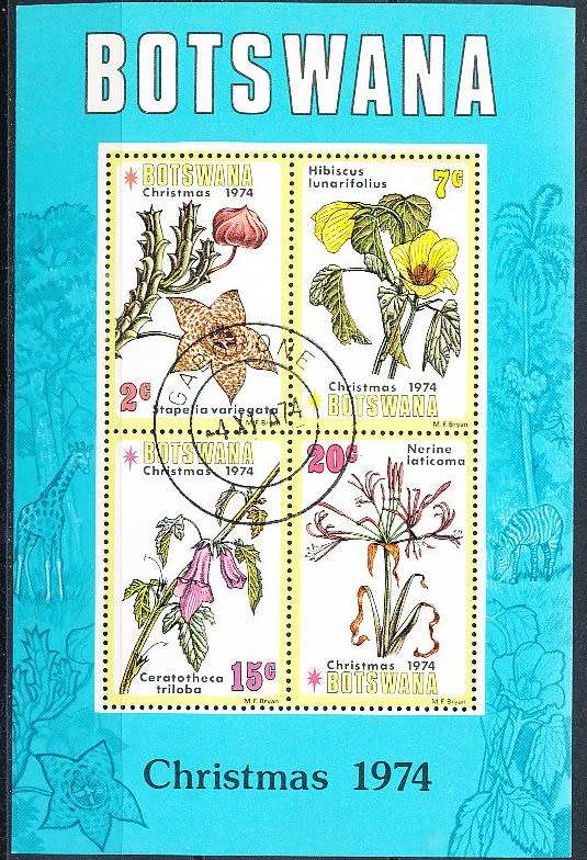 BOTSWANA  1974  -  Christmas  MINI-SHEET    - FINE  CTO  USED