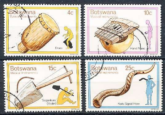 BOTSWANA  1976  -  Traditional Musical Instruments  SET    -  FINE    USED