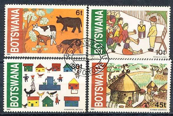 BOTSWANA  1982  -   Children`s Art  SET    -    FINE  CTO  USED