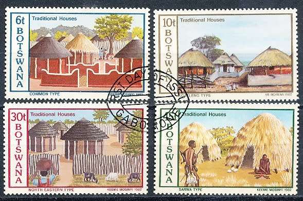 BOTSWANA  1982  -   Traditional Houses  SET    -    FINE  CTO  USED