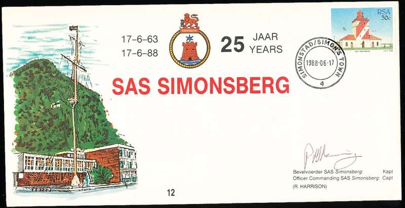 RSA   -  SA  NAVY  COVER  no 12 -  SAS Simonsberg - SIGNED