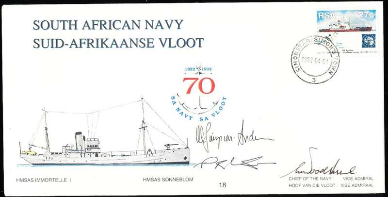 RSA   -  SA  NAVY  COVER  no 18 -  70 YEARS SA NAVY  - SIGNED