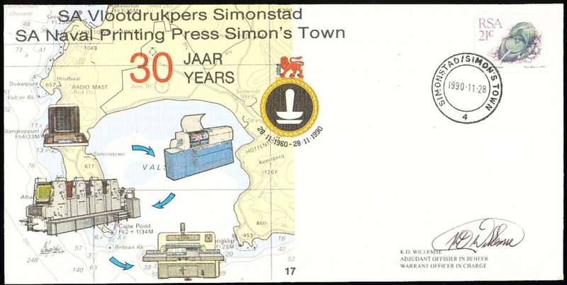 RSA   -  SA  NAVY  COVER no 17 -  PRINTING PRESS - SIGNED