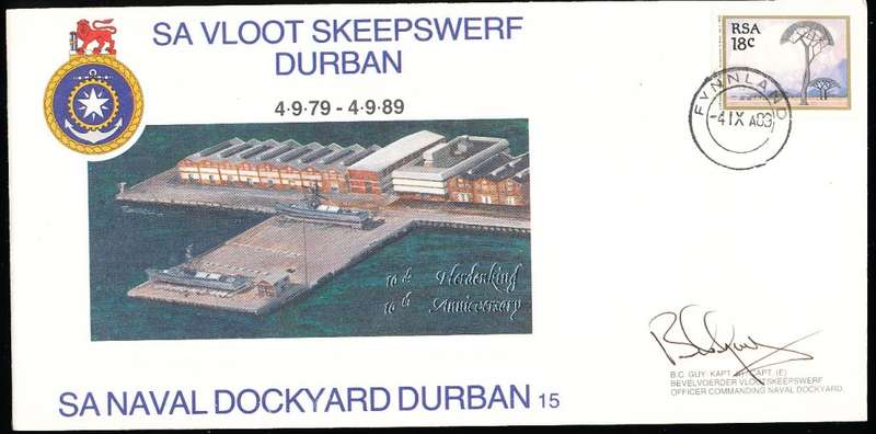 RSA   -  SA  NAVY  COVER no 15 -   SA NAVAL DOCKYARD- SIGNED