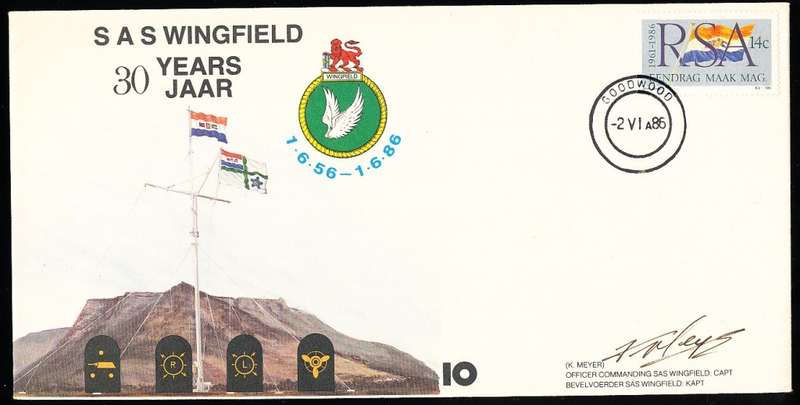 RSA   -  SA  NAVY  COVER no 10 -   SAS Wingfield  - SIGNED