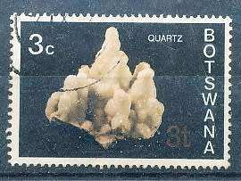 BOTSWANA  1976  -    Minerals  3c  SURCHARCHED  BOTTOM RIGHT      -  FINE  USED