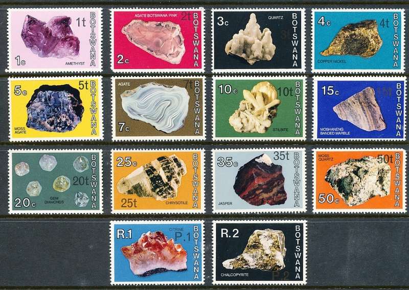 BOTSWANA  1976  -     Botswana Minerals  SURCHARCHED  SET     -  FINE   MINT