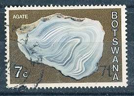 BOTSWANA  1976  -    Minerals  7c  SURCHARCHED  BOTTOM RIGHT      -  FINE  USED