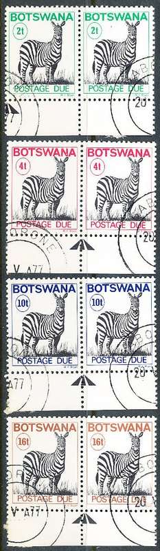 BOTSWANA  1977  -     POSTAGE DUE  TYPE 2  ARROW PAIRS   -  FINE  CTO USED