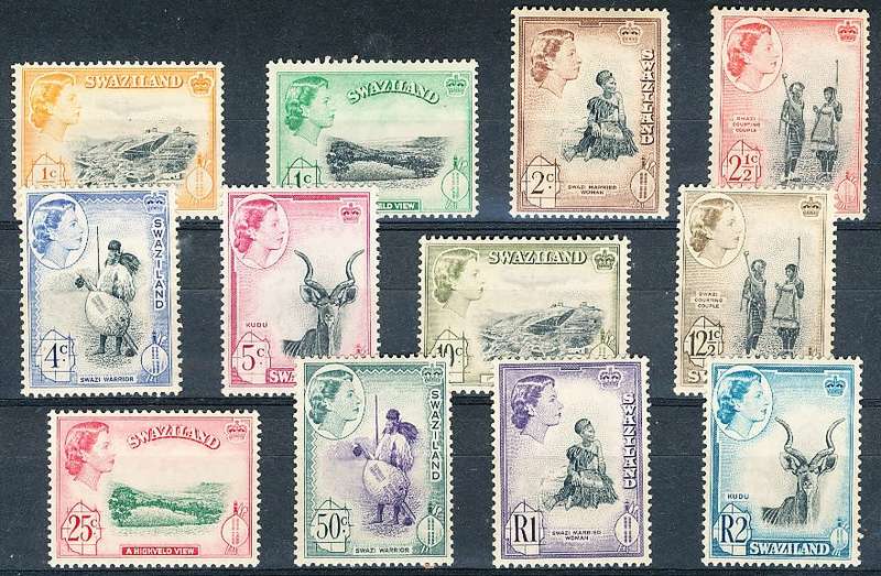 SWAZILAND   1961  -   QE  & Local Motifs   NEW CURRENCY  FULL SET  - MINT