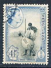 SWAZILAND   1956  -   Queen Elizabeth II & Local Motifs   4 1/2d   - FINE USED