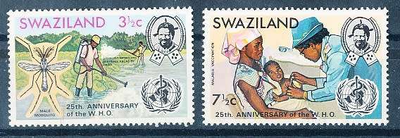 SWAZILAND   1973   -  Anniversary of W.H.O.   COMPLETE SET  -  FINE  MINT