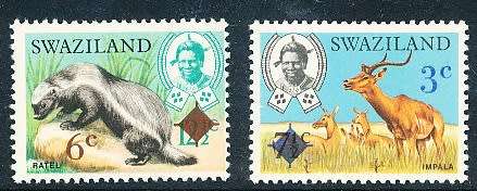 SWAZILAND   1975   -   Native Wild Animals  Surcharged  -  MINT