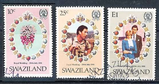 SWAZILAND   1981   -  Lady Diana Spencer   FULL  SET  -    FINE CTO USED