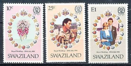 SWAZILAND   1981   -  Lady Diana Spencer   FULL  SET  -    FINE MINT