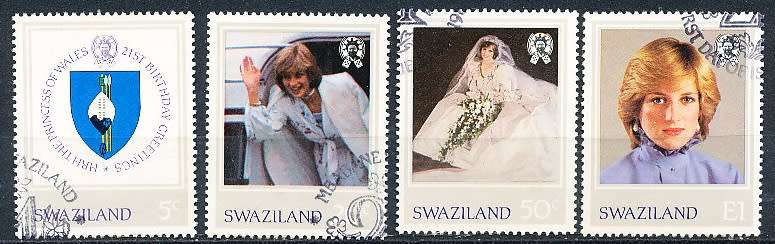 SWAZILAND   1982   -   Princess Diana of Wales   FULL  SET  -      CTO USED
