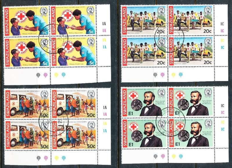 SWAZILAND   1982   -   Red Cross  FULL  SET  -  FINE  CTO USED  CONTROL BLOCKS