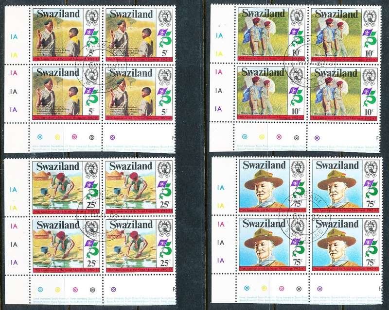 SWAZILAND   1982   -  Boy Scouts   FULL  SET  -  FINE  CTO  CONTROL BLOCKS  A