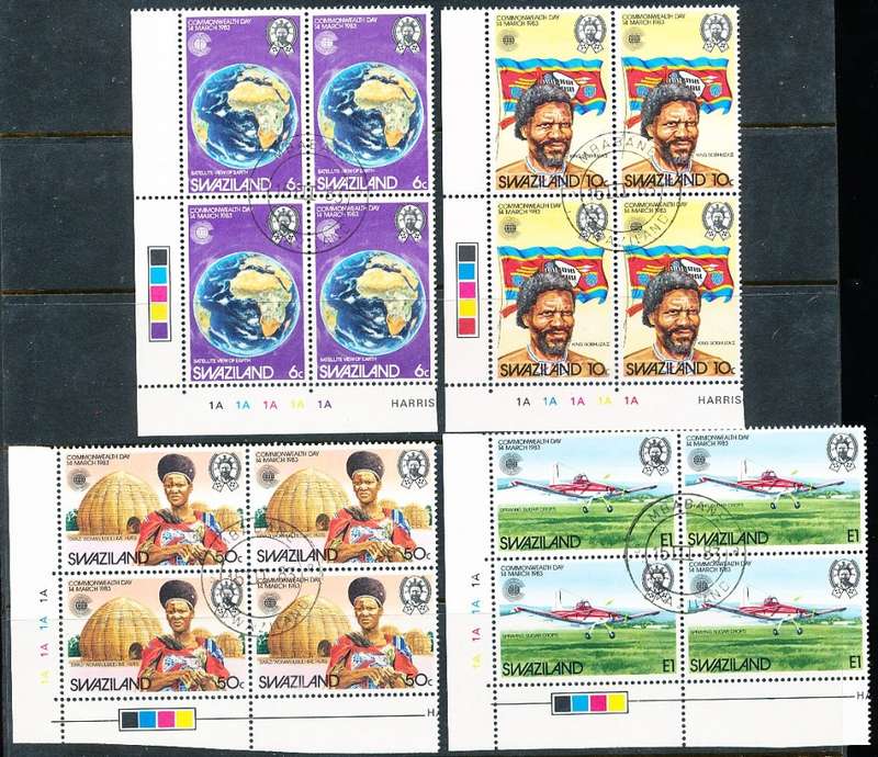 SWAZILAND   1983   - Commonwealth Day  FULL  SET  -  FINE  CTO  CONTROL BLOCKS  A