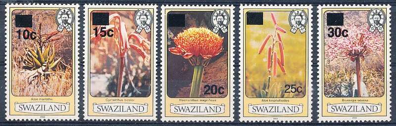 SWAZILAND   1984   - Flowers - Previous Issues Surcharged  FULL  SET  -    FINE  MINT