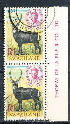 SWAZILAND   1975   -   Native Wild Animals  R1  -  FINE USED PAIR