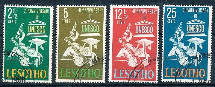 LESOTHO  1966 -     Anniversary of UNESCO   FULL  SET     -  FINE  CTO USED