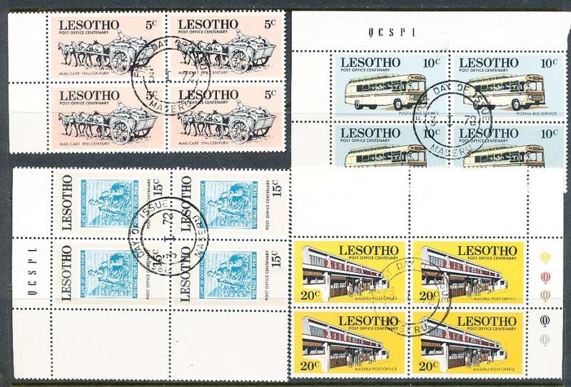 LESOTHO  1972 -     Postal Service in Lesotho  CORNER BLOCKS  -   FINE  CTO USED
