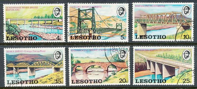LESOTHO  1974 -    Local Rivers and Bridges  FULL SET   -    FINE  CTO USED