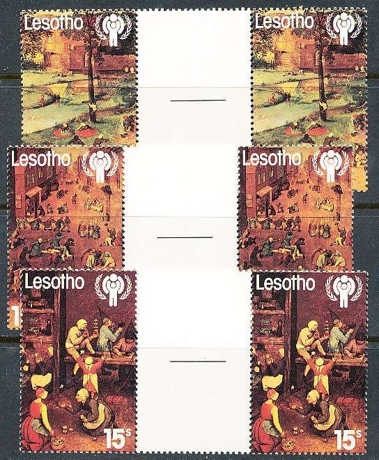 LESOTHO  1979 -   Year of the Child   GUTTER  PAIRS   -   FINE  MINT